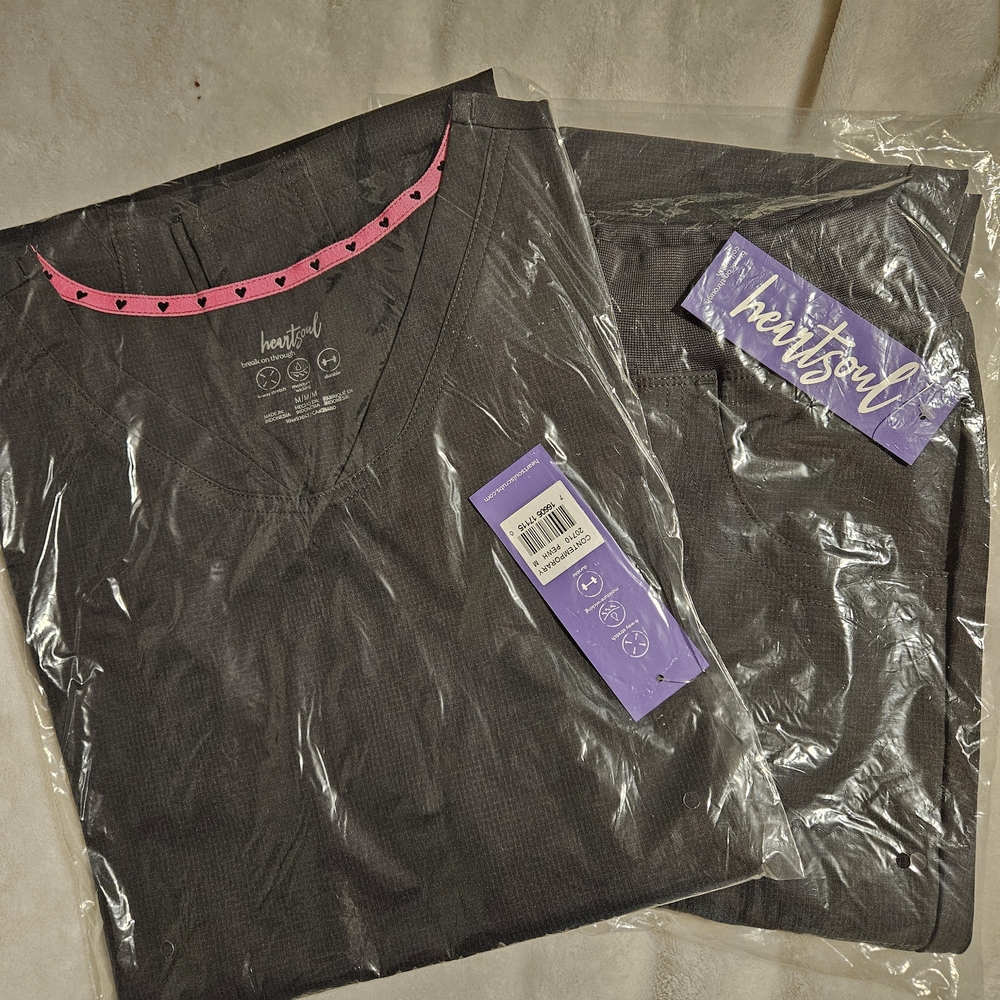 HeartSoul Charcoal V-Neck Scrub Top